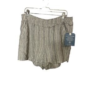 NWT Democracy Shorts XLARGE High Rise Striped Woven Pull On Spring Elastic Waist